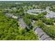 An aerial view of multi-Gathering home community with mature landscaping, trees, and common parking at 2175 Fox Chase Blvd, Palm Harbor, FL 34683