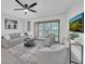 Inviting living room with neutral colors, comfortable seating, ceiling fan and slider to the outside at 2681 Sabal Springs Cir # 204, Clearwater, FL 33761
