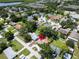 Lush aerial perspective of a home nestled in a vibrant, tree-filled residential community at 3115 Bay Ln, Clearwater, FL 33759