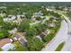 An aerial view of homes nestled within a verdant landscape and well-maintained streets in the area at 878 Franklin Cir, Palm Harbor, FL 34683