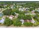 This aerial view shows a beautiful neighborhood surrounded by lush greenery and mature trees at 878 Franklin Cir, Palm Harbor, FL 34683