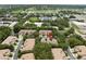 This aerial shot shows the beautiful townhome complex in a lush, wooded setting at 897 Lantern Way, Clearwater, FL 33765