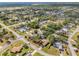 A scenic aerial view displaying the neighborhood's arrangement, manicured lawns, and mature trees at 13991 Coronado Dr, Spring Hill, FL 34609