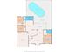 Layout of the home, including the primary bedroom, kitchen, living room, and an outdoor swimming pool at 13991 Coronado Dr, Spring Hill, FL 34609
