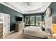 Spacious primary bedroom with tray ceiling, large windows, and serene backyard view at 14617 Galt Lake Dr, Tampa, FL 33626