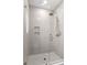 Luxurious walk-in shower featuring a rain shower head and vertical tiling at 14617 Galt Lake Dr, Tampa, FL 33626