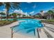 Swimming pool features stairs, with a shallow area surrounded by lush landscaping at 14617 Galt Lake Dr, Tampa, FL 33626