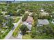 Aerial view of a single-Gathering home surrounded by mature trees and lush landscaping in a quiet residential area at 2 S Treasure Dr, Tampa, FL 33609
