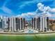 An aerial view showing the two buildings and the pool at 440 S Gulfview Blvd # 701, Clearwater Beach, FL 33767