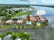 Aerial view of 10196 Seminole Island Dr, featuring water views and an inground pool at 10196 Seminole Island Dr, Largo, FL 33773