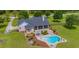 An aerial view of a landscaped home with a pool and patio area, perfect for outdoor living at 10510 Lithia Estates Dr, Lithia, FL 33547