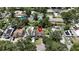 Aerial photograph with red pin showing location of property in a residential neighborhood with mature trees at 1116 W Kirby St, Tampa, FL 33604