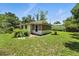 Lush backyard featuring well-kept lawn, mature plants and a lattice covered area attached to the rear of the home at 1116 W Kirby St, Tampa, FL 33604