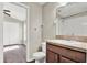 Secondary bathroom featuring a shower-tub combo and a single sink vanity at 11309 Langworth Hill Ln, Riverview, FL 33579