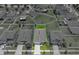Aerial view of the property and surrounding neighborhood, outlined with a blue boundary line at 13105 Fruitville Way, Riverview, FL 33579
