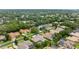 An aerial view of houses in a quiet neighborhood, each with unique architecture and lush landscaping at 1553 Canopy Oaks Blvd, Palm Harbor, FL 34683