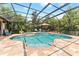 Beautiful screened-in pool with spa, surrounded by lush landscaping and outdoor seating areas at 1553 Canopy Oaks Blvd, Palm Harbor, FL 34683