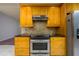 Close-up of the kitchen featuring stainless steel appliances and wood cabinetry at 17807 Fallowfield Dr, Lutz, FL 33549