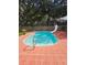 Backyard swimming pool with slide and red tile decking perfect for Gathering fun at 2014 Nancy Ave, Lutz, FL 33548