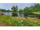 Picturesque view of the water, lush grass, and mature trees creates a tranquil environment at 2014 Nancy Ave, Lutz, FL 33548