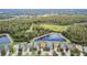 An aerial view showing well-maintained homes, a pond, and green spaces in a beautiful community at 20244 Merry Oak Ave, Tampa, FL 33647
