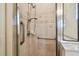 Tiled shower showcasing a handheld showerhead and grab bars for accessibility at 20244 Merry Oak Ave, Tampa, FL 33647