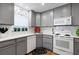 Well-appointed kitchen with grey cabinetry, white countertop, and modern appliances for efficient cooking at 221 Fernwood Cir # 221, Seminole, FL 33777