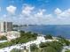 Stunning aerial view showcasing the city skyline, bay waters, and residential buildings beneath a blue sky at 3325 Bayshore Blvd # A31, Tampa, FL 33629