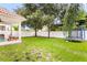 The backyard boasts a lush lawn, a privacy fence, and mature trees, great for activities at 3814 W Sevilla St, Tampa, FL 33629