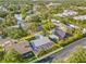 An aerial view highlights the backyard pool and patio within a fenced perimeter, ideal for privacy at 417 Manor Blvd, Palm Harbor, FL 34683