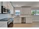 Beautiful kitchen with white cabinetry, stainless steel appliances, and a stylish backsplash at 4518 Helena Ne St, St Petersburg, FL 33703
