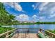 Wooden dock with chairs offering picturesque water views, providing a serene setting to unwind and appreciate the waterfront scenery at 4580 Overlook Ne Dr # 191, St Petersburg, FL 33703