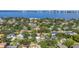 An aerial shot of the home site with Tampa Bay in the background, showcasing neighborhood greenery at 489 W Davis Blvd, Tampa, FL 33606