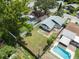 Aerial view of the backyard with a pool and lots of trees and green spaces at 8233 44Th St N N St, Pinellas Park, FL 33781