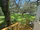 View of expansive yard, with mature tree shade, from the back porch at 9053 Bourbon St, New Port Richey, FL 34654
