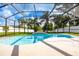 A stunning view of the custom pool inside the screened-in lanai, ideal for relaxing and entertaining at 12106 Clearbrook Ct, Riverview, FL 33569