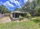 Private backyard oasis with lush landscaping and a screened lanai for year-round enjoyment at 1319 Dew Bloom Rd, Valrico, FL 33594