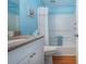 Well-lit bathroom boasts a single sink, granite countertop, and a shower-tub combo at 2019 Gardenia Landings Lane Ln, Sun City Center, FL 33573