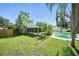 Nice backyard showing the screened-in patio adjacent to a well-maintained lawn and swimming pool at 22422 Stillwood Dr, Land O Lakes, FL 34639
