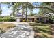 Inviting single-story home with a long driveway and a lush green lawn surrounded by mature trees at 3907 W Azeele St, Tampa, FL 33609