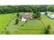 Aerial view of a sprawling property featuring a well-maintained home, lush green lawns, and mature trees at 23075 Hayman Rd, Brooksville, FL 34602
