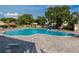 Large community swimming pool with a seating area and surrounded by well-maintained landscaping at 2430 Florentine Way # 40, Clearwater, FL 33763