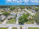 Scenic aerial view showcasing a tranquil neighborhood with mature trees and residential homes at 2533 Blossom Lake Dr, Holiday, FL 34691