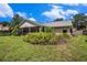 Lush backyard featuring tropical foliage and an enclosed porch at 3335 Foxridge Cir, Tampa, FL 33618