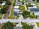 An aerial view of a well maintained single Gathering home on a tree lined street with a new roof at 400 53Rd N St, St Petersburg, FL 33710