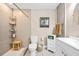 This bathroom has a shower, vanity, and toilet, creating a clean and functional space at 400 53Rd N St, St Petersburg, FL 33710