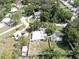 Aerial view of a property with a spacious yard, mature trees, and proximity to neighborhood amenities at 4112 W Lawn Ave, Tampa, FL 33611