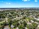 Expansive aerial view of a residential neighborhood with mature trees and city views in the distance at 4112 W Lawn Ave, Tampa, FL 33611