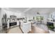 Modern kitchen with stainless steel appliances, white cabinetry, an island sink and an open floor plan at 4112 W Lawn Ave, Tampa, FL 33611
