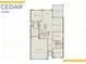 Detailed floor plan showcasing the layout of the Cedar 01500 model, including the owner's suite and garage at 5719 Silverside Pine Ct, Lakewood Ranch, FL 34211
